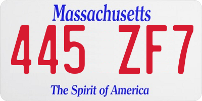 MA license plate 445ZF7