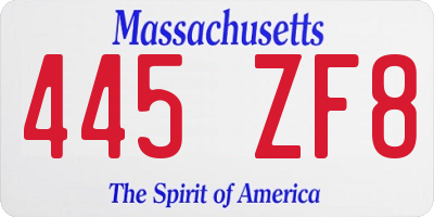 MA license plate 445ZF8