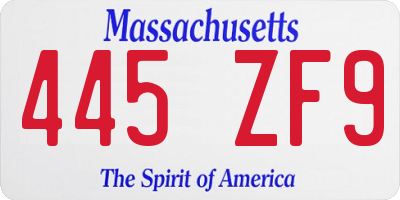 MA license plate 445ZF9
