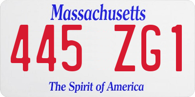 MA license plate 445ZG1