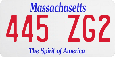 MA license plate 445ZG2