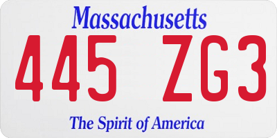 MA license plate 445ZG3