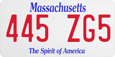 MA license plate 445ZG5