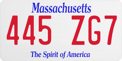MA license plate 445ZG7