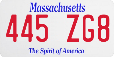 MA license plate 445ZG8