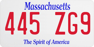 MA license plate 445ZG9