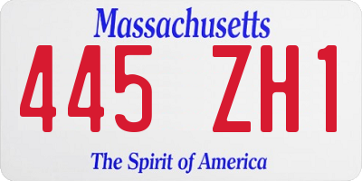 MA license plate 445ZH1