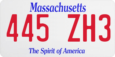 MA license plate 445ZH3