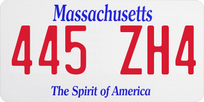 MA license plate 445ZH4