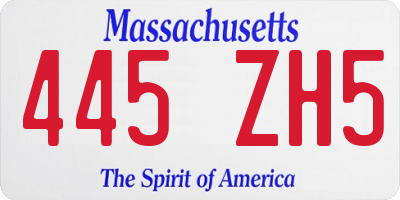 MA license plate 445ZH5