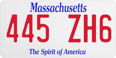 MA license plate 445ZH6