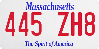 MA license plate 445ZH8