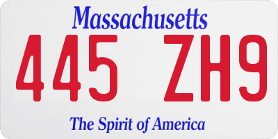 MA license plate 445ZH9