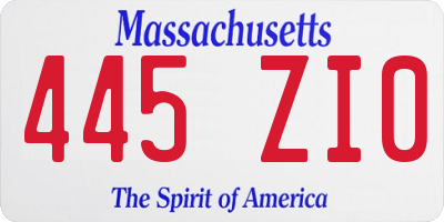 MA license plate 445ZI0