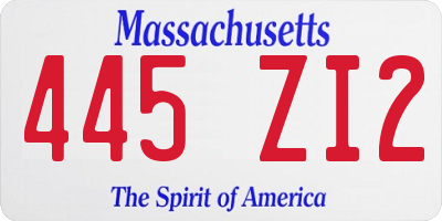 MA license plate 445ZI2