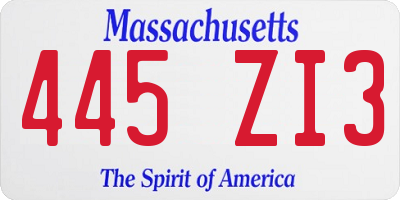 MA license plate 445ZI3