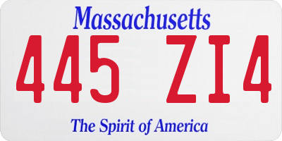 MA license plate 445ZI4