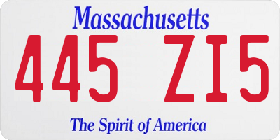MA license plate 445ZI5