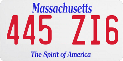 MA license plate 445ZI6