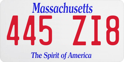 MA license plate 445ZI8