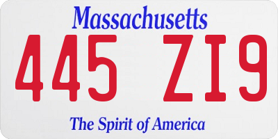 MA license plate 445ZI9