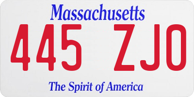 MA license plate 445ZJ0