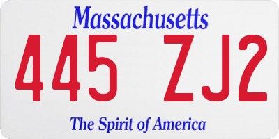 MA license plate 445ZJ2