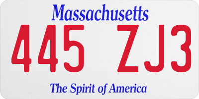 MA license plate 445ZJ3