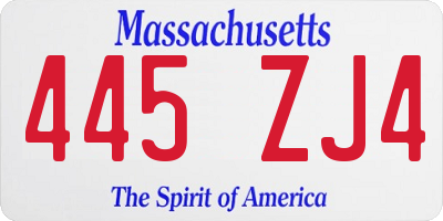 MA license plate 445ZJ4