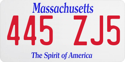MA license plate 445ZJ5