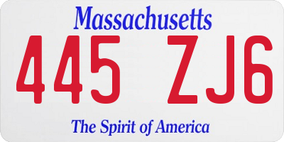 MA license plate 445ZJ6