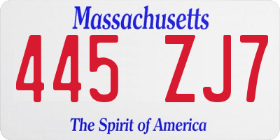 MA license plate 445ZJ7