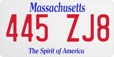 MA license plate 445ZJ8
