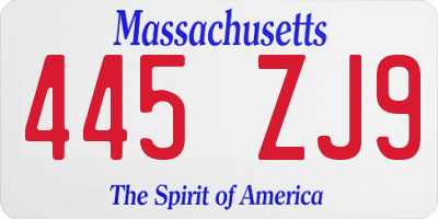 MA license plate 445ZJ9