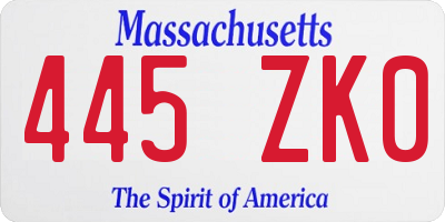MA license plate 445ZK0