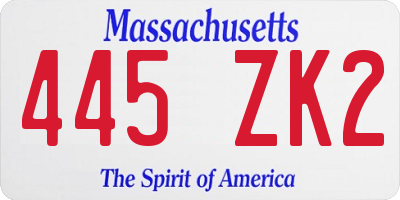 MA license plate 445ZK2