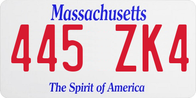 MA license plate 445ZK4