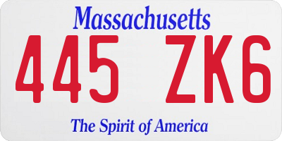 MA license plate 445ZK6