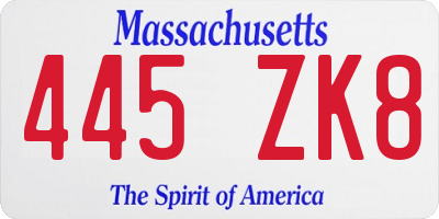 MA license plate 445ZK8