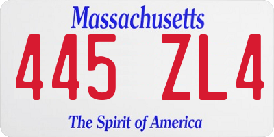 MA license plate 445ZL4