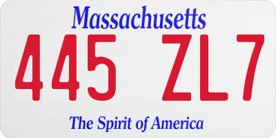 MA license plate 445ZL7