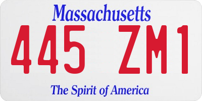 MA license plate 445ZM1