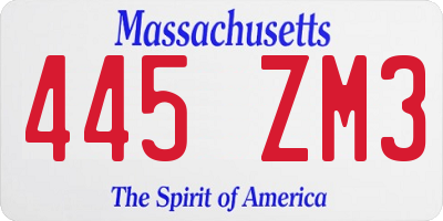 MA license plate 445ZM3