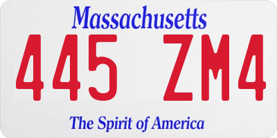 MA license plate 445ZM4
