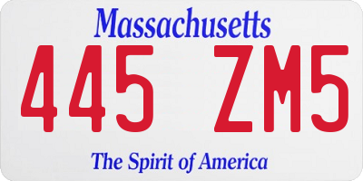 MA license plate 445ZM5
