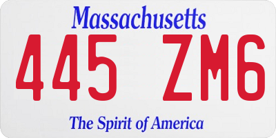 MA license plate 445ZM6
