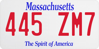 MA license plate 445ZM7