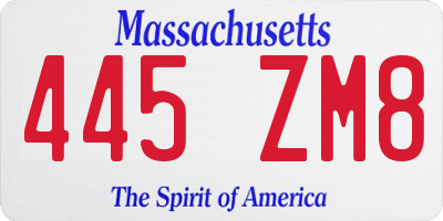 MA license plate 445ZM8