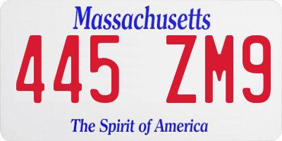 MA license plate 445ZM9