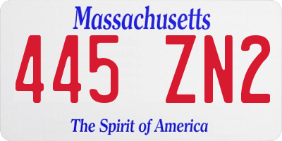 MA license plate 445ZN2